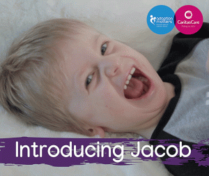 Jacob has a lovely smile that lights up the room and his giggles are infectious to watch. 