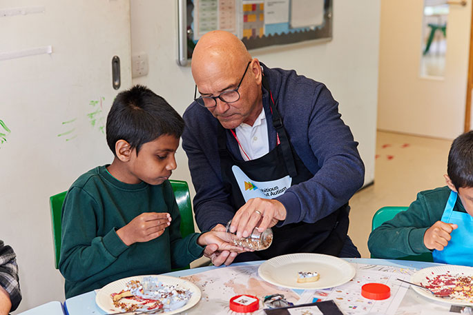  Television presenter Gregg Wallace MBE will stand with autistic children and young people as the new ambassador of Ambitious about Autism