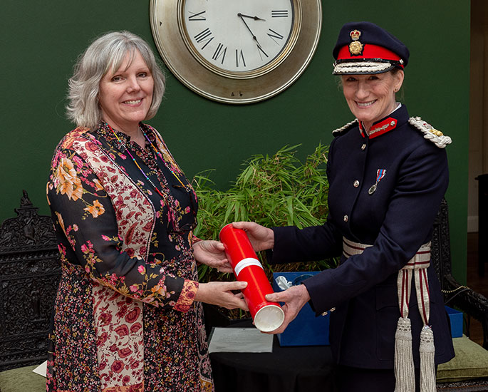 Students and staff at a leading specialist college, in Shropshire, celebrated winning a top business award endorsed by Her Majesty the Queen, at a presentation attended by His Majesty’s Lord-Lieutenant of Shropshire.